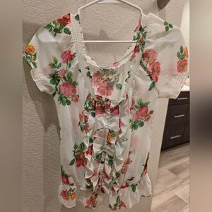 Hollister Floral Ruffle Blouse